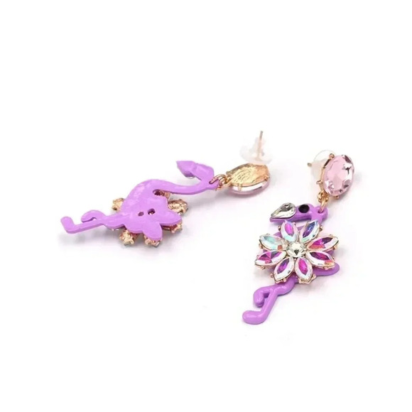 NEW! Dainty “Fla-Mingle” Crystal Drop Earrings 🦩 - Picture 4 of 5